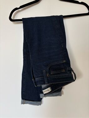 Madewell Dark Blue Skinny Jeans with Cuffed Hem